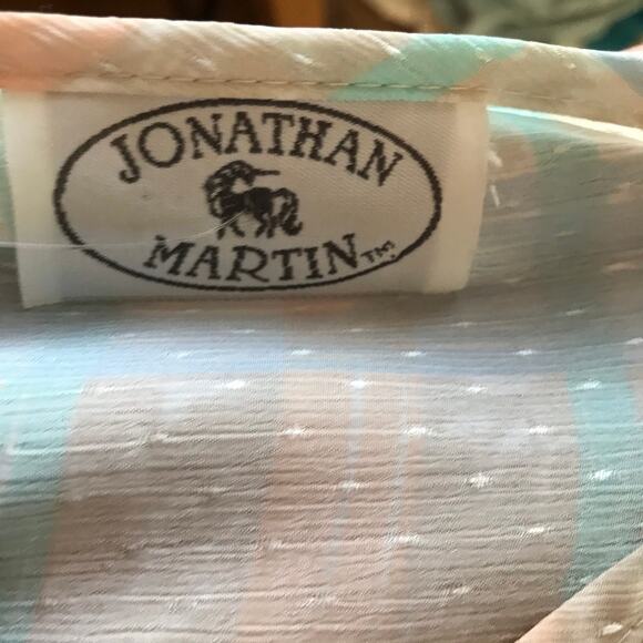 Vintage Jonathan Martin Dress, 1980s Light Blue Plaid Casual Dress Size Medium - Picture 6 of 6